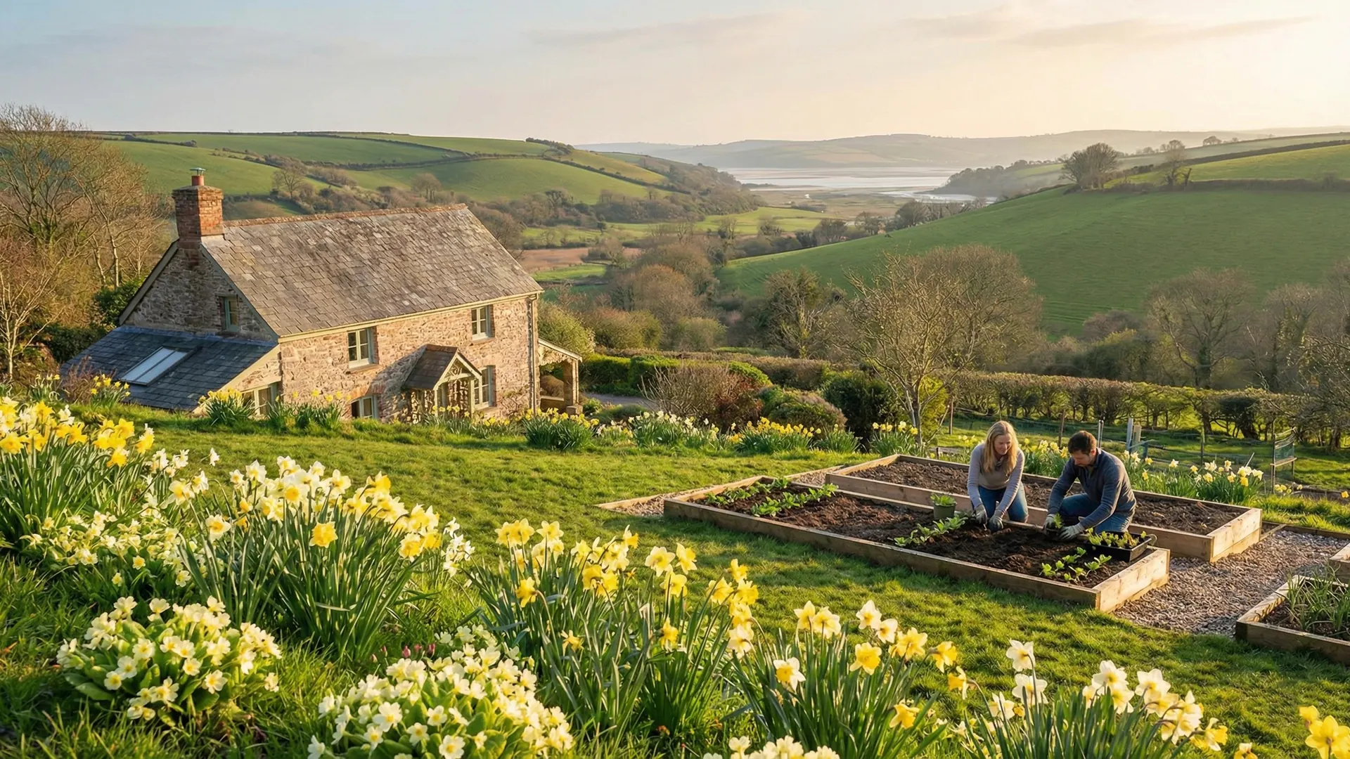 Spring garden preparation in Devon