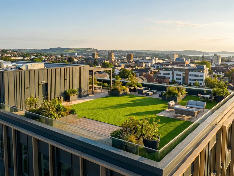 Corporate rooftop and balcony turfing in Devon