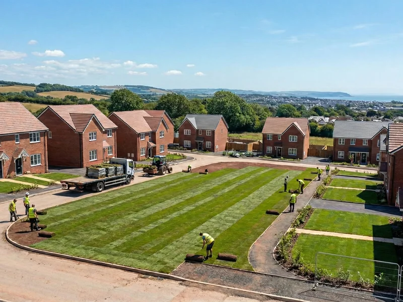 Housing development turfing in Devon